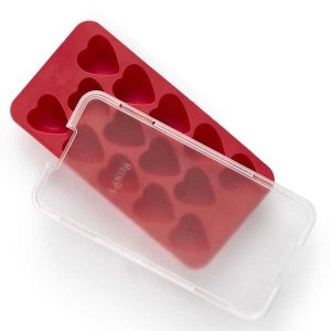 תבנית קרח לבבות, גומי + מכסה פלסטיק שקוף Lekue מבית Brabantia + הנחה 10% לנרשמים לניוזלטר